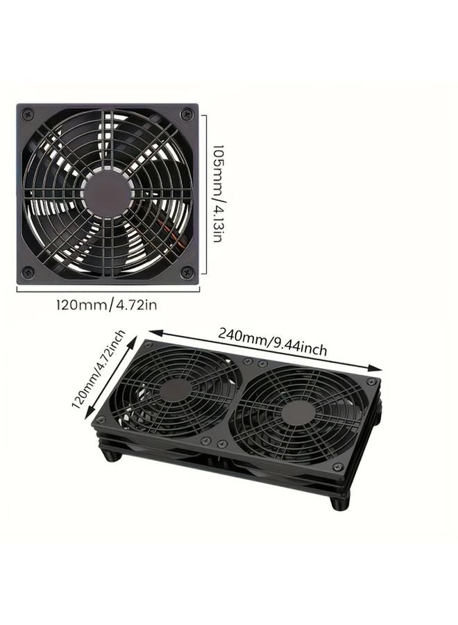 Black USB Cooling Fan 12x12cm For Router Laptop Notebook Multifunctional Small Fan - Image 2